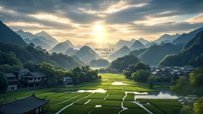 绿色乡村清晨鸟鸣