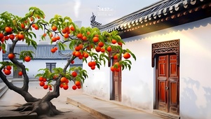 门前的柿子树
