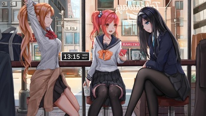 4K咖啡店女高中生