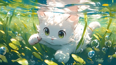 4k水下游泳小猫