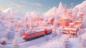 雪中唯美森林火车