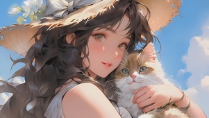 少女和猫