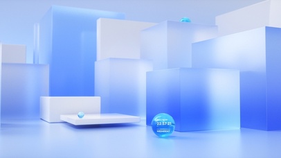 3d立体蓝色透明空间