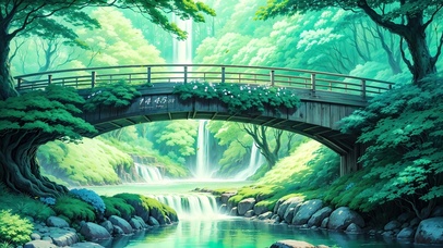 4K唯美治愈梦幻森林瀑布