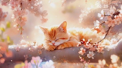 樱花树上午睡的小猫咪