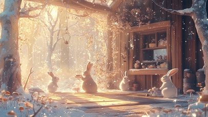 温馨森林兔子小木屋