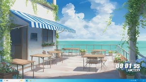 蓝天白云树木海景桌面主题