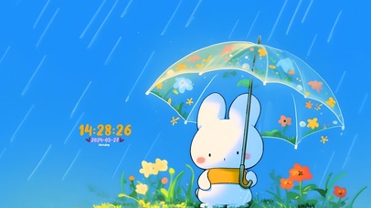 夏天雨中兔兔