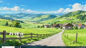 护眼蓝天白云树木房屋草地