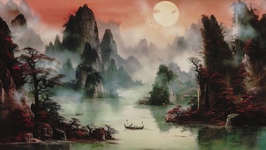 山水画AI水墨壁纸