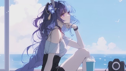 二次元海边阳光女孩