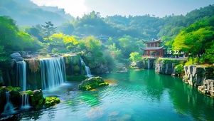 唯美水潭瀑布