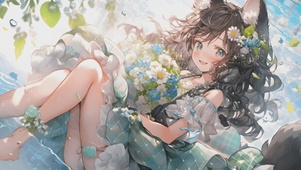 猫娘戏水