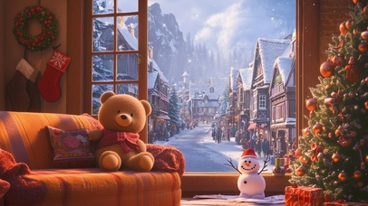 圣诞节室内温馨小熊