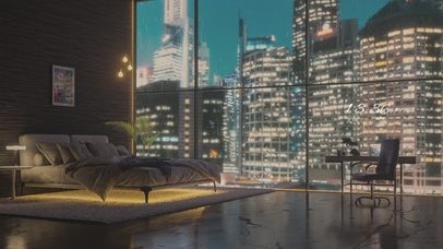 繁华都市公寓夜晚小雨