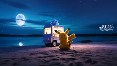 皮卡丘的海边冰淇淋小卖部