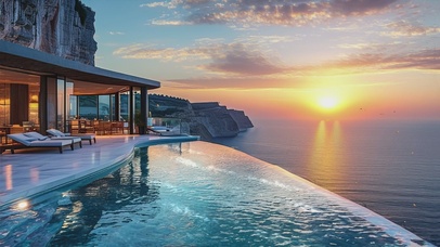 海边风景AI夕阳