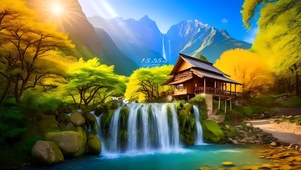 唯美瀑布水潭