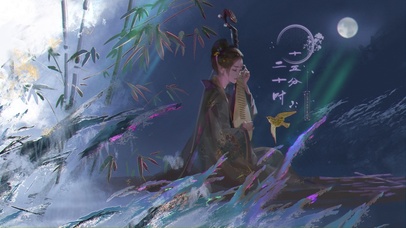 唯美月光下琵琶女