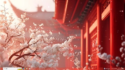 古风简约文艺红墙樱花主题