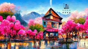 莫奈樱花古镇