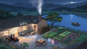 宁静乡村雨夜