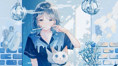 4K唯美治愈洗漱少女