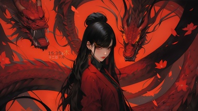 4K 国风红龙少女