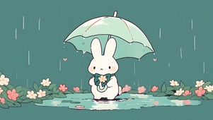 撑伞小兔