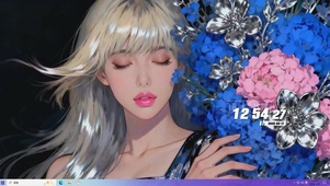 花丛长发女孩桌面主题