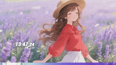 花草丛中女孩桌面主题