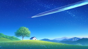草原夜空小屋