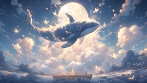 4k 云海蓝鲸