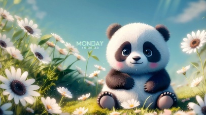 4k鲜花可爱熊猫