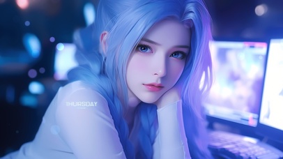 4K梦幻紫电竞女神