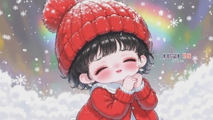 雪地上的小女孩