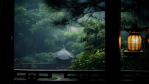 古风庭院小雨