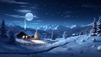 4K唯美治愈雪景小屋