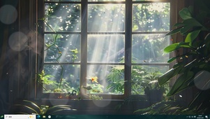 窗边护眼绿景桌面主题