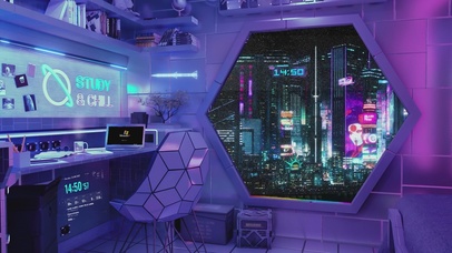 4K赛博朋克科幻房间