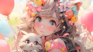 气球少女与猫
