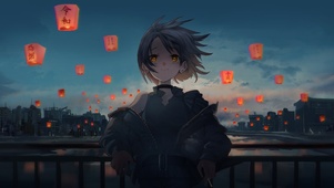 新年孔明灯女孩