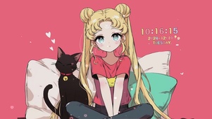 美少女和猫咪