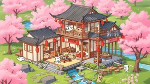 春天樱花阁楼
