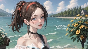 4K海边少女