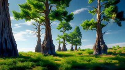 大自然风景蓝天白云原始森林