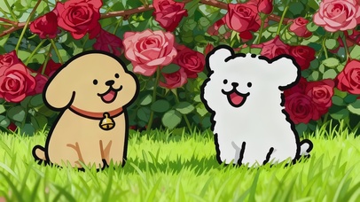 可爱情侣线条小狗