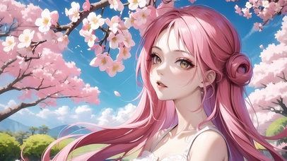 桃花春天气息少女