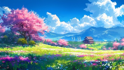 樱花飘散的山谷