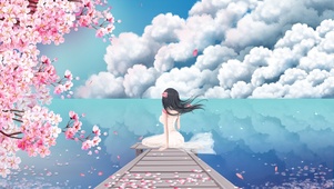 唯美壁纸-樱花海少女